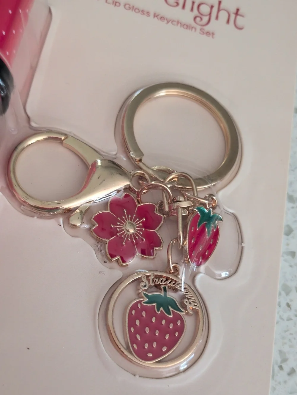 STRAWBERRY Shortcake Lip Gloss Delight with Strawberry Keychain Limited Edition